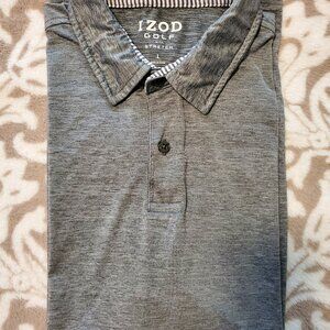 Izod Golf Solid Gray Two-Button Short Sleeve Polo Shirt Mens Large